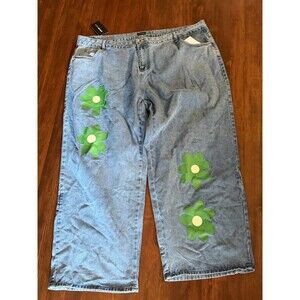 Xpluswear Women's Denim Jeans Flowers NWT